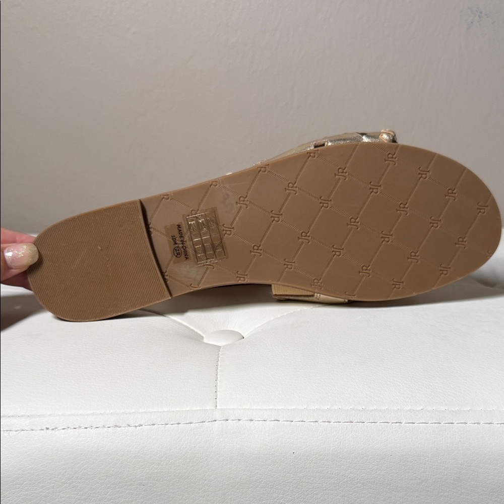 Jack Rogers Gold Cut-Out Slide Sandals - Picture 6 of 7